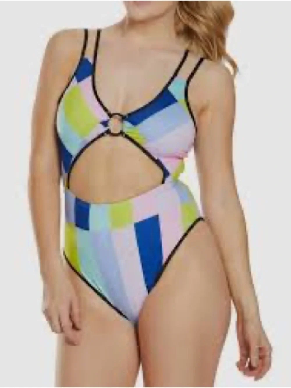 The Bikini Lab Multi-Color Cutout One-Piece Swimsuit with Ring Detail